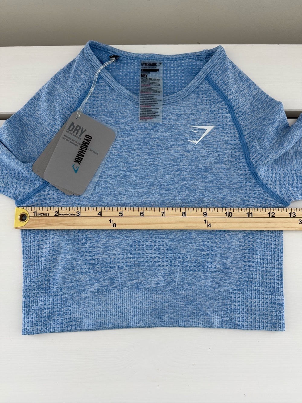NWT Gymshark Vital Long Sleeve Crop Top Malibu Blue Marl Size Small - Picture 5 of 7